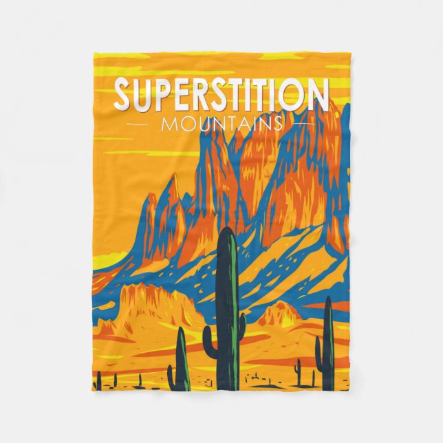 Superstition Mountains Arizona Vintage Fleecefilt (Framsidan)