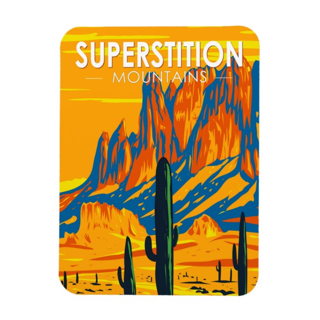 Superstition Mountains Arizona Vintage Magnet (Vertikal)