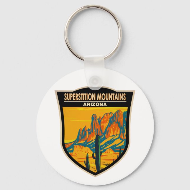 Superstition Mountains Arizona Vintage Nyckelring (Framsida)