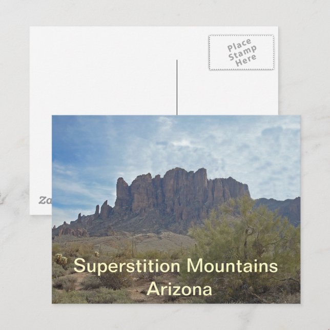 Superstition Mountains AZ Naturskön ökenlandskap Vykort (Fram/baksida)