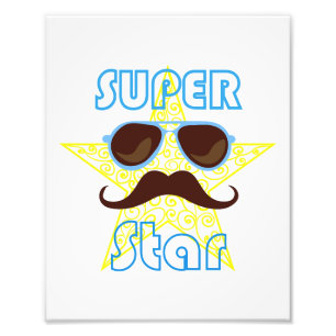 Superstjärna med solglasögon och mustasch fototryck