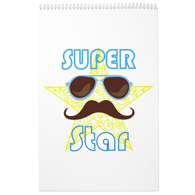 Superstjärna med solglasögon och mustasch kalender (Omslag)