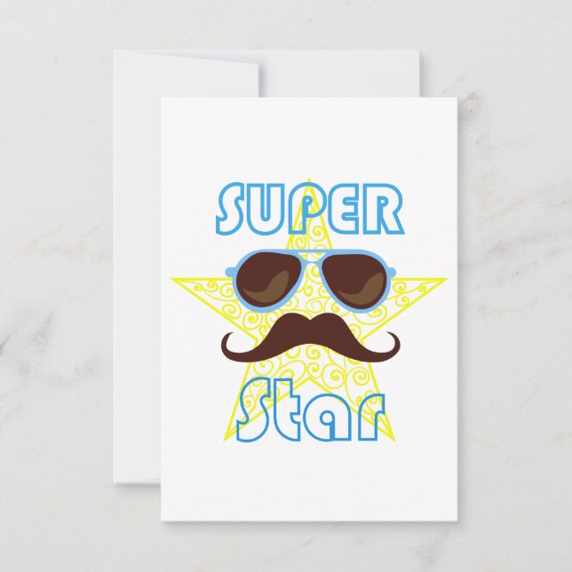 Superstjärna med solglasögon och mustasch OSA kort (Framsida)