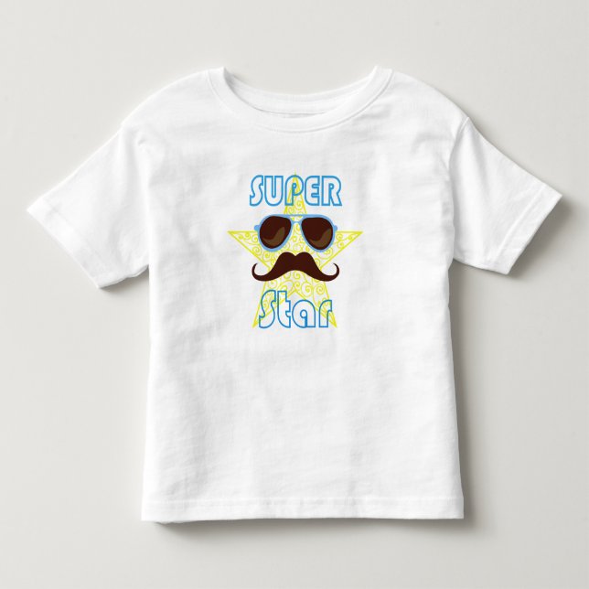 Superstjärna med solglasögon och mustasch t shirt (Framsida)