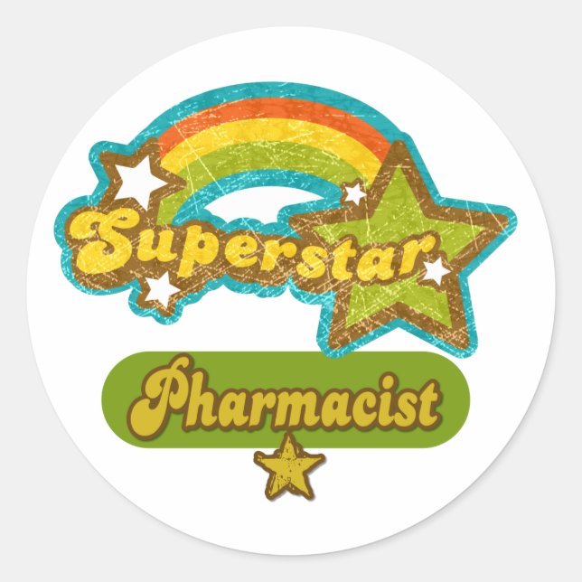 Superstjärnig farmaceut runt klistermärke (Framsida)