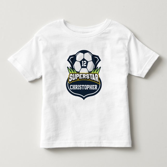 Superstjärniga fotboll Kids T Shirt (Framsida)