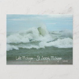 Superstorm Sandy Vågar på Sjö Michigan Postcard Vykort