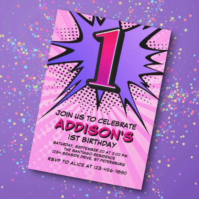 Superthea Girl's 1st Birthday Investigation Inbjudningar (Skapare uppladdad)