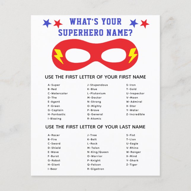 Superthea Namn Generator Game (Framsida)