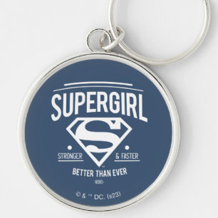 Supertjej bättre än någonsin Retro-grafik Rund Silverfärgad Nyckelring