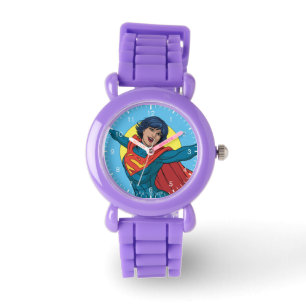 Supertjej som flyger i Blue Kostym Armbandsur
