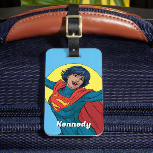 Supertjej som flyger i Blue Kostym Bagagebricka