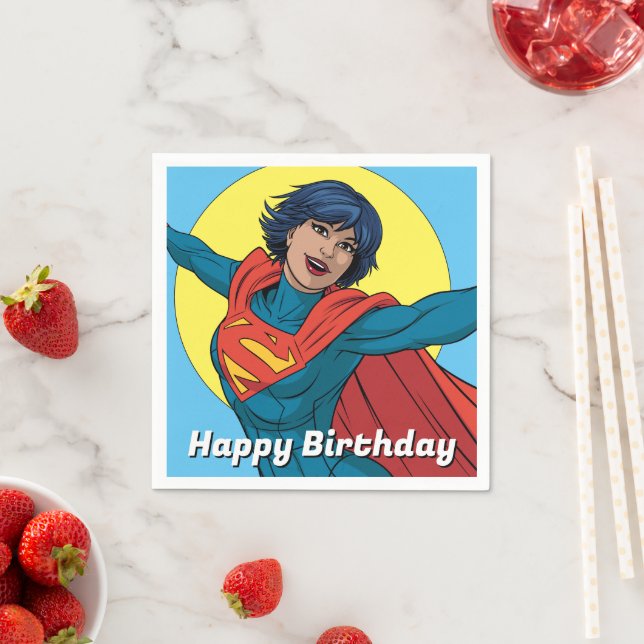 Supertjej som flyger i Blue Kostym Pappersservett (Insitu)