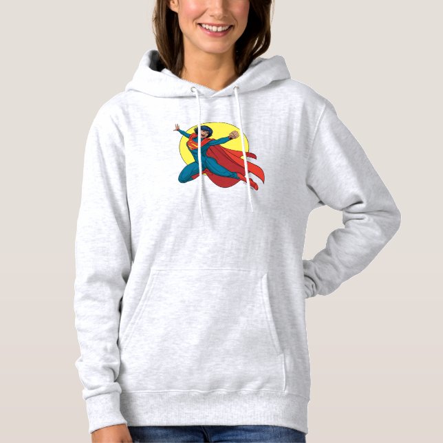 Supertjej som flyger i Blue Kostym T Shirt (Framsida)