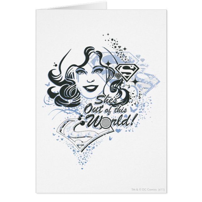Supertjejen hon är ute ur världen! hälsningskort (Framsidan)