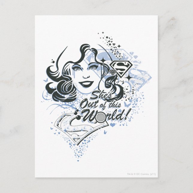 Supertjejen hon är ute ur världen! vykort (Framsida)