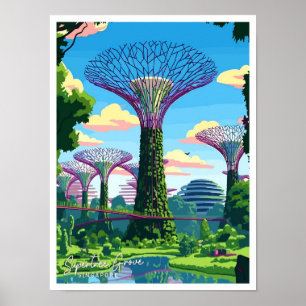 Supertree Grove Singapore Art Travel illustration Poster