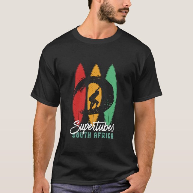 Supertubes South Afrika Beach Retro Surfing T Shirt (Framsida)