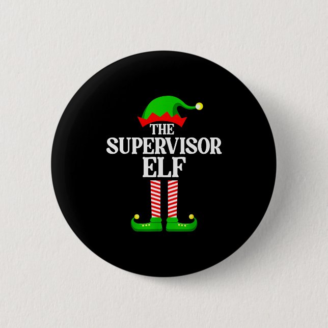 Supervisor Elf Family Matching Group Funny Christm Knapp (Framsida)