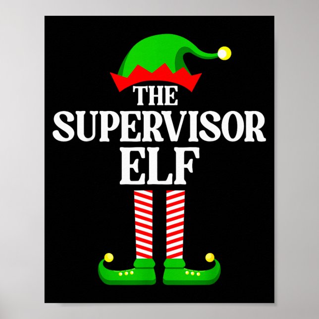 Supervisor Elf Family Matching Group Funny Christm Poster (Framsidan)