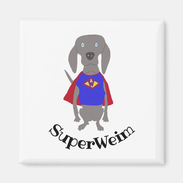 SuperWeim Grått Ghost Weimaraner Hund Magnet (Framsidan)