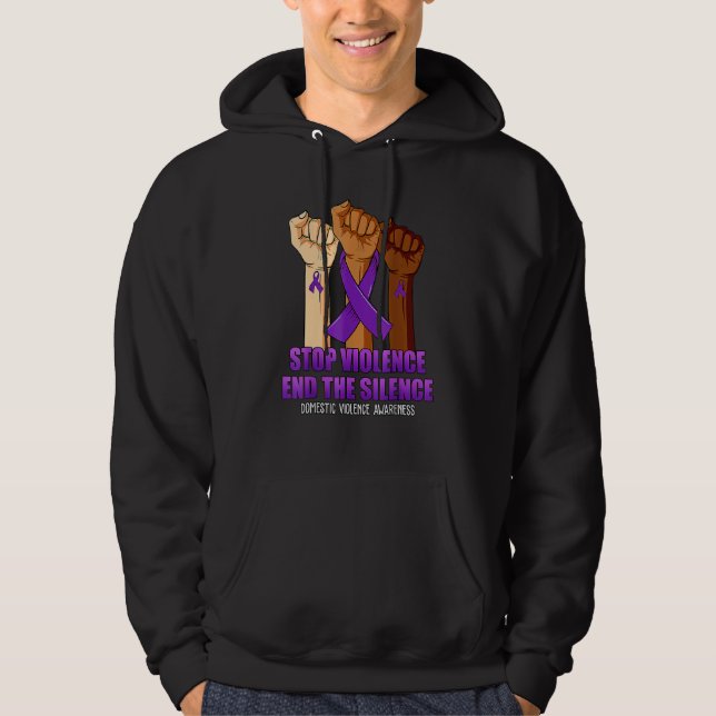 Suport Stop Violence And Silence Domestic Violence Hoodie (Framsida)