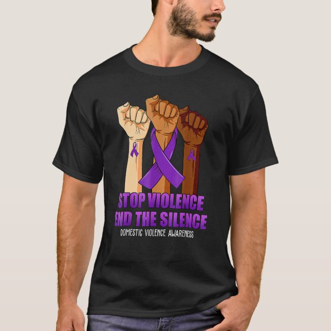 Suport Stop Violence And Silence Domestic Violence T Shirt (Framsida)