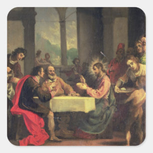 Supper at at at Emmaus, c.1600-05 (oil on Panel) Fyrkantigt Klistermärke