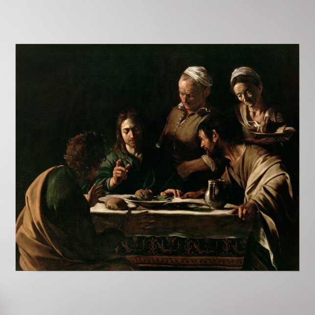Supper vid Emmaus, 1606 Poster (Framsidan)