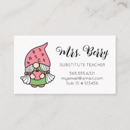 Suppleant Lärare Cute Gnome Visitkort
