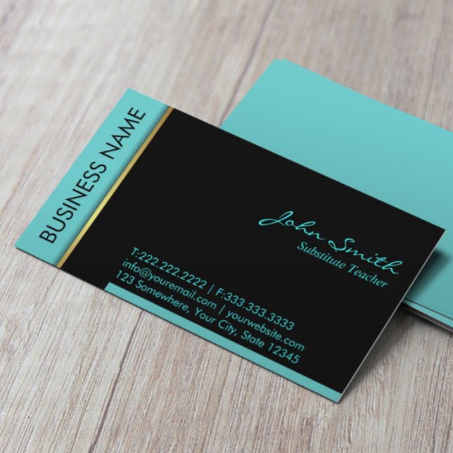 Suppleant Lärare Modern Teal Gräns Visitkort (Skapare uppladdad)