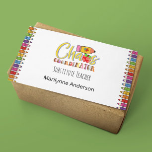 Suppleant Lärare Rainbow Pencil Visitkort