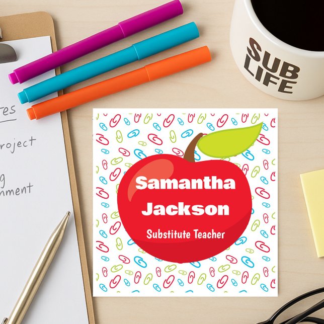 Suppleant Lärare Red Apple Fyrkantigt Visitkort (Skapare uppladdad)