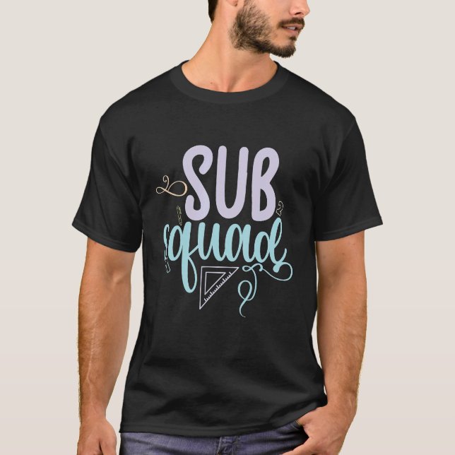 Suppleant Lärare Squad Sub Lacher Crew T Shirt (Framsida)