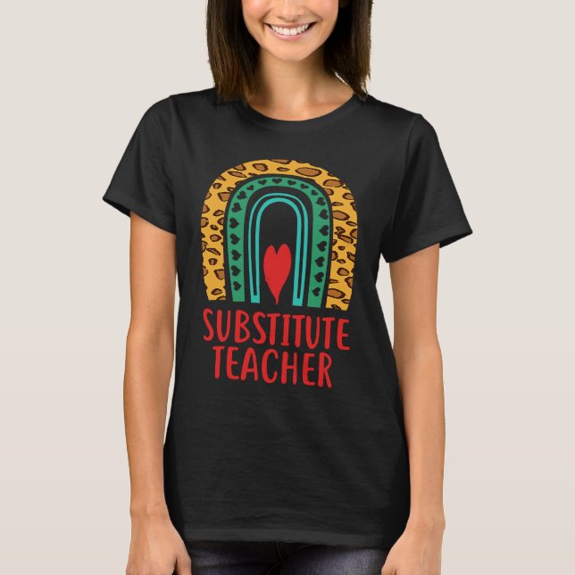 Suppleant Teacher Education Boho Rainbow T Shirt (Framsida)