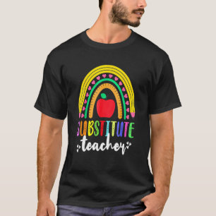 Suppleant Teacher Rainbow Pencil Sub Squad Back T Shirt