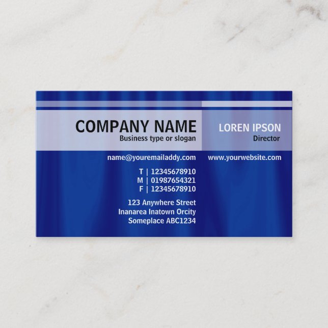 Suppleanten tonar - blåttgardinen visitkort (Framsida)