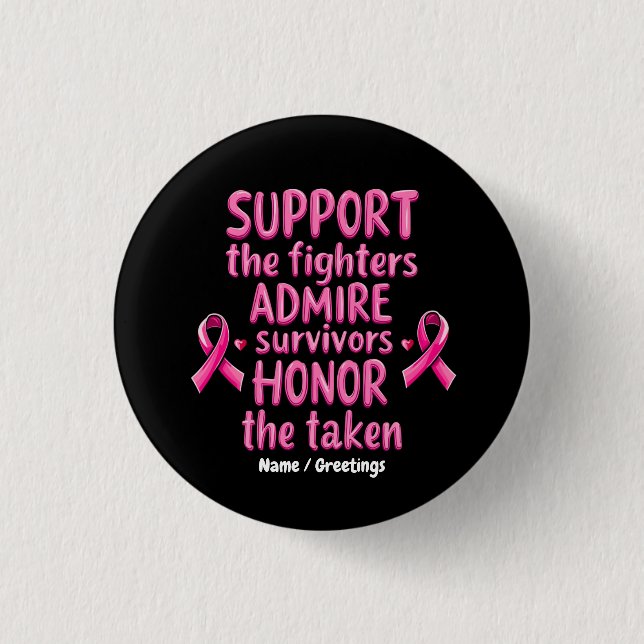 Support Admire Heliga Breast Cancer Awareness Gift Knapp (Framsida)