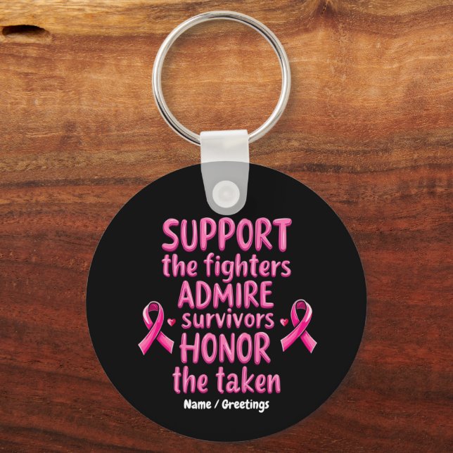 Support Admire Heliga Breast Cancer Awareness Gift Nyckelring (Framsida)