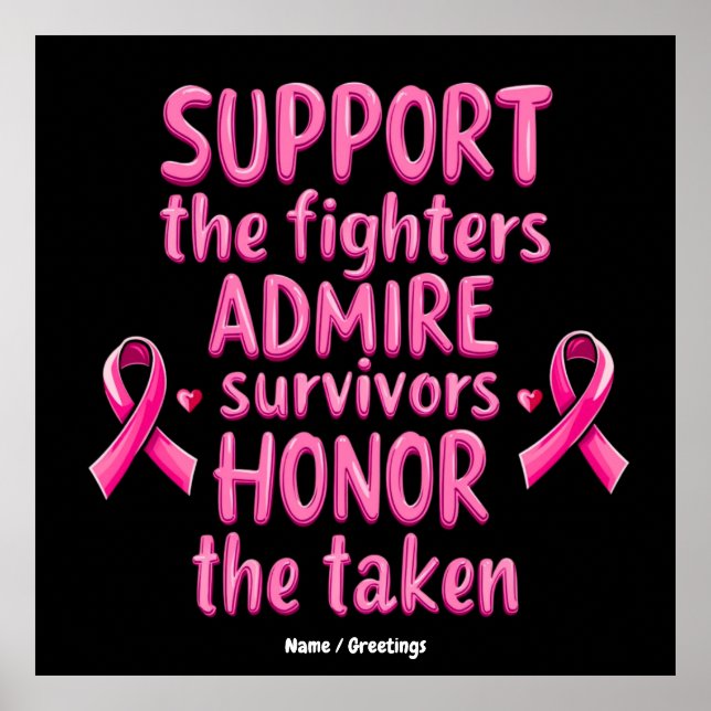 Support Admire Heliga Breast Cancer Awareness Gift Poster (Framsidan)
