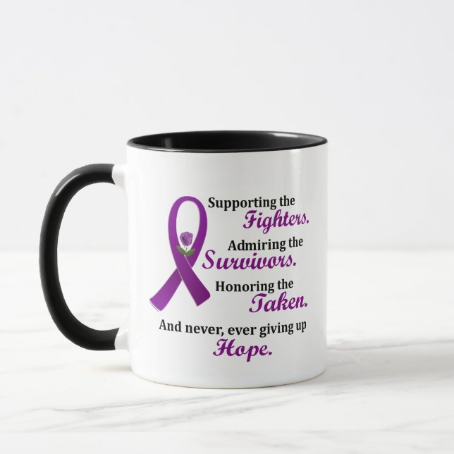 Support Admire Honor 2 Pancreatic Cancer Alzheimer Mugg (Vänster)