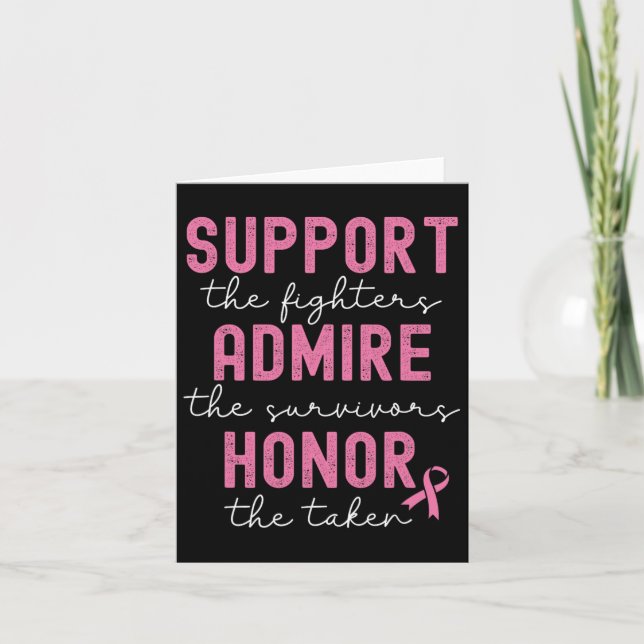 Support Admire Honor Breast Cancer Awareness Kort (Framsida)