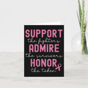Support Admire Honor Breast Cancer Awareness Kort