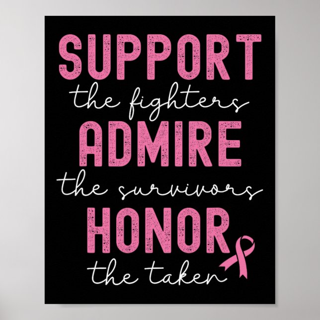 Support Admire Honor Breast Cancer Awareness Poster (Framsidan)