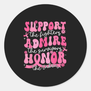 Support Admire Honor Breast Cancer Awareness Warri Runt Klistermärke