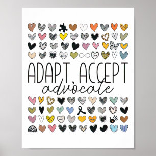 Support Autism Awareness Adapt Acceptera advokat Poster