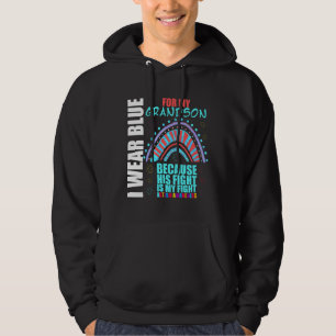 Support Autism Awareness Grandma I Bära Blue för M Hoodie