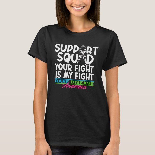 Support Awareness Squad I Zebra Ribbon I Rare Dise T Shirt (Framsida)