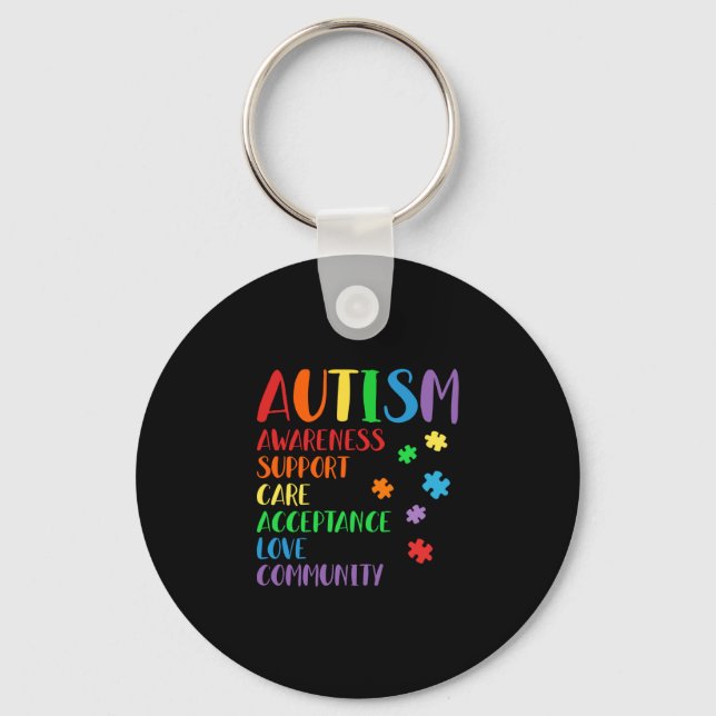 Support Care Acceptance Ally Autism Awareness Nyckelring (Framsida)