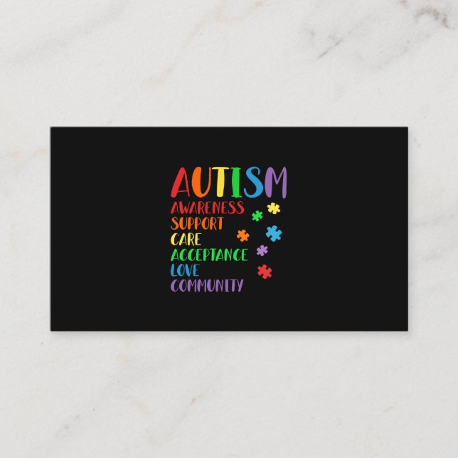 Support Care Acceptance Ally Autism Awareness Visitkort (Framsida)